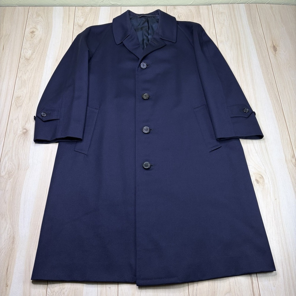 Oxxford Clothes Astor Outercoat Trebbiano Twill Wool Men's 38S Navy Blue